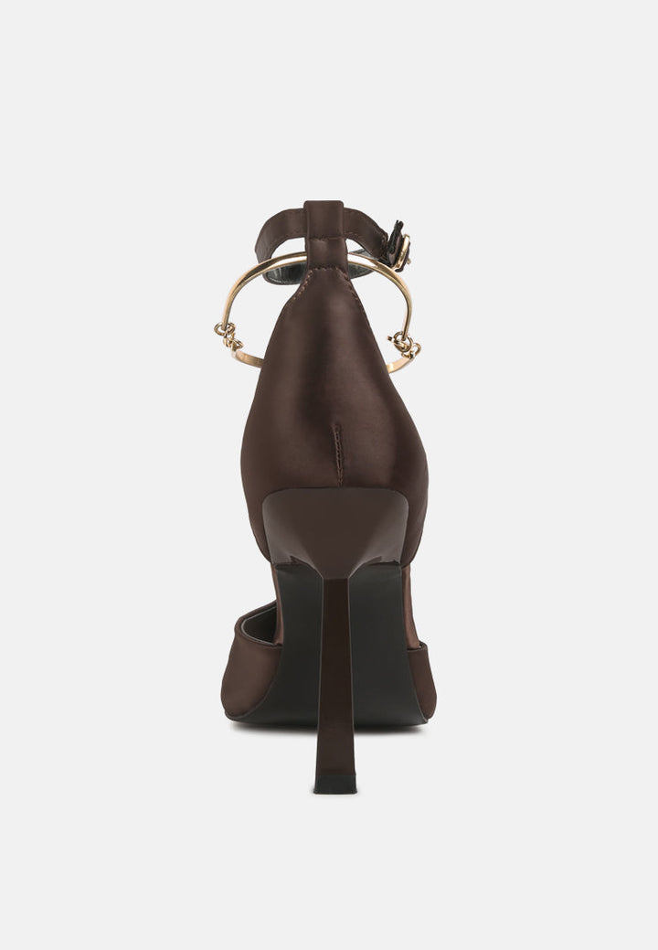 hobnob anklet embellishment stiletto sandals by ruw#color_dark-brown