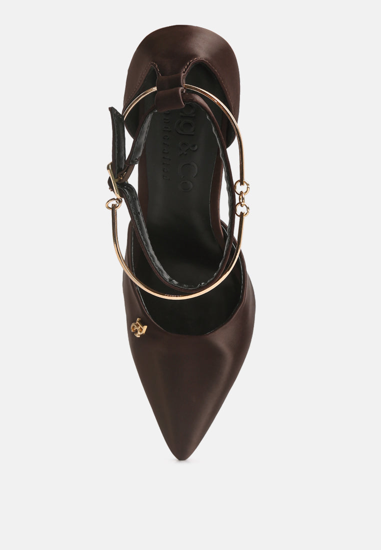 hobnob anklet embellishment stiletto sandals by ruw#color_dark-brown