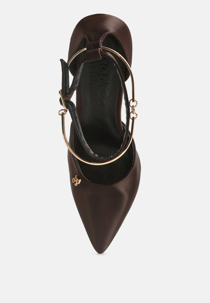hobnob anklet embellishment stiletto sandals by ruw#color_dark-brown