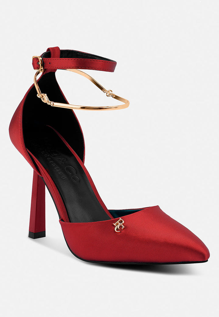 hobnob anklet embellishment stiletto sandals by ruw#color_red