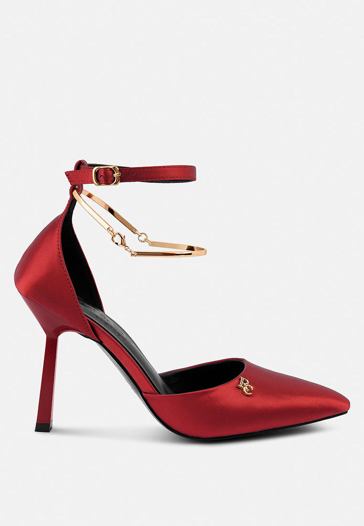 hobnob anklet embellishment stiletto sandals by ruw#color_red