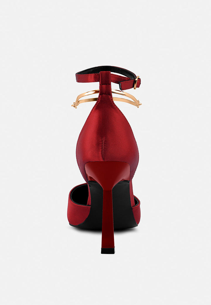 hobnob anklet embellishment stiletto sandals by ruw#color_red