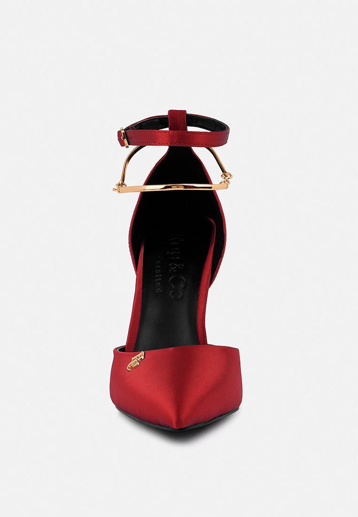 hobnob anklet embellishment stiletto sandals by ruw#color_red