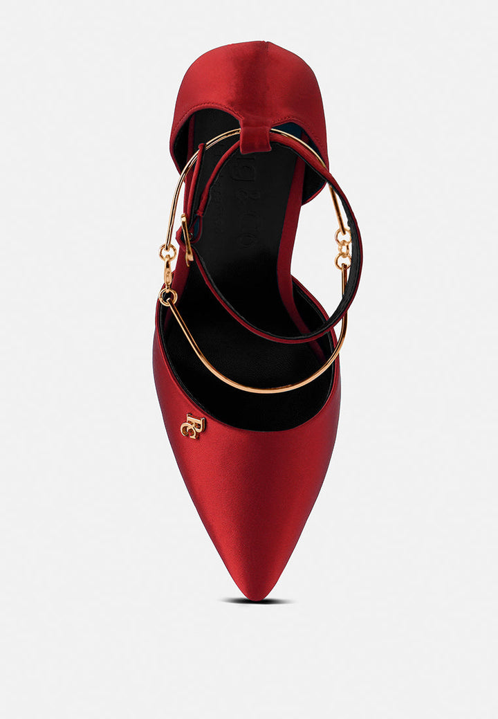 hobnob anklet embellishment stiletto sandals by ruw#color_red
