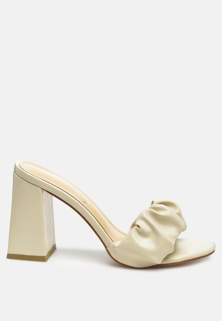 noie ruched strap block heel sandals by ruw#color_beige