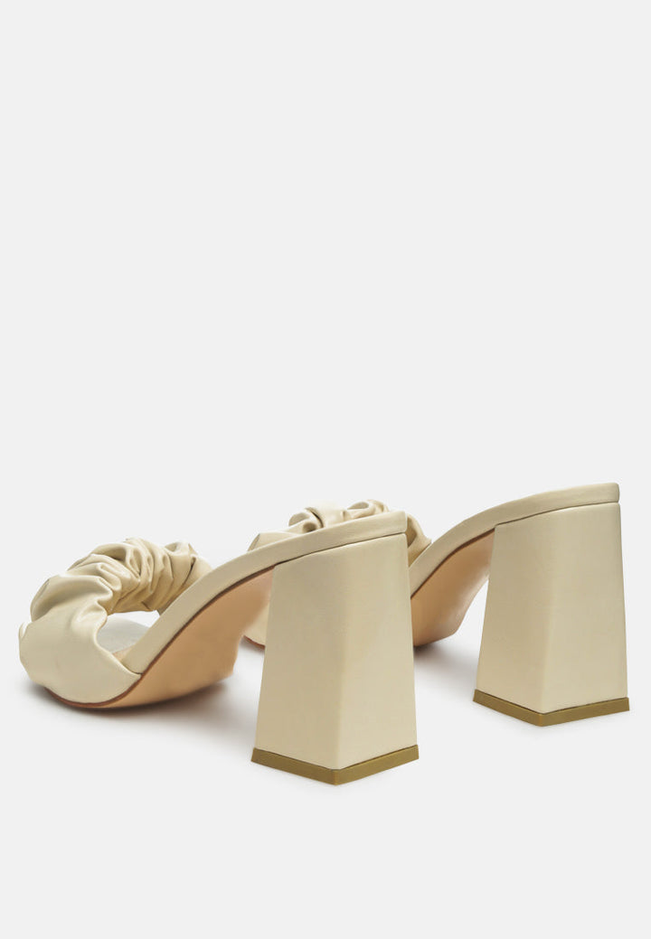 noie ruched strap block heel sandals by ruw#color_beige
