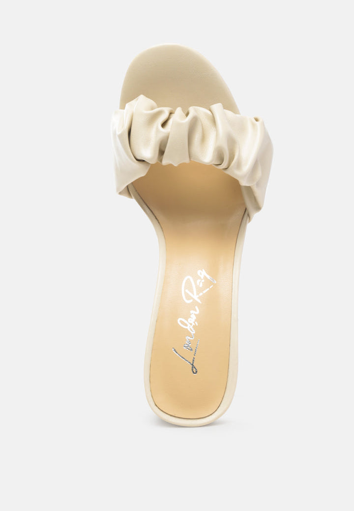 noie ruched strap block heel sandals by ruw#color_beige