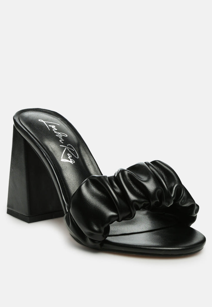 noie ruched strap block heel sandals by ruw#color_black