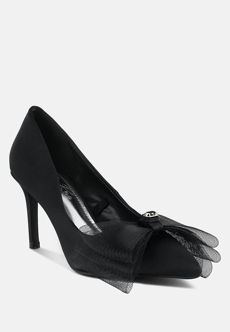 odette diamante embellished bow stiletto pumps by ruw#color_black