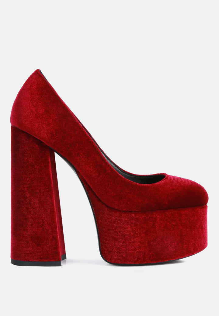 old novelty platform heel velvet pumps by ruw#color_burgundy
