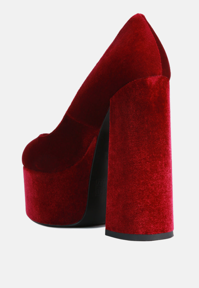old novelty platform heel velvet pumps by ruw#color_burgundy