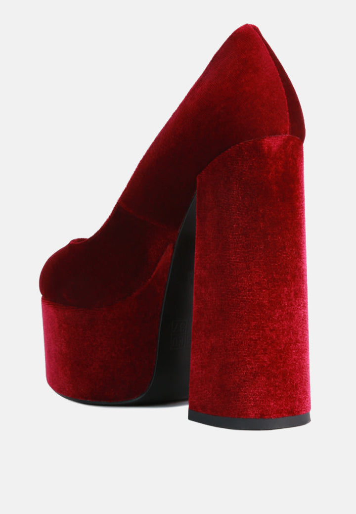 old novelty platform heel velvet pumps by ruw#color_burgundy