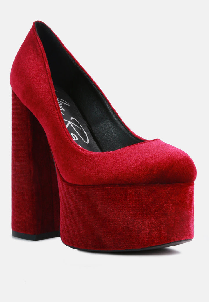 old novelty platform heel velvet pumps by ruw#color_burgundy