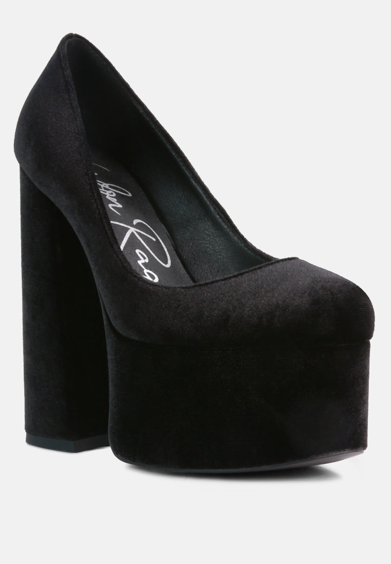 old novelty platform heel velvet pumps by ruw#color_black