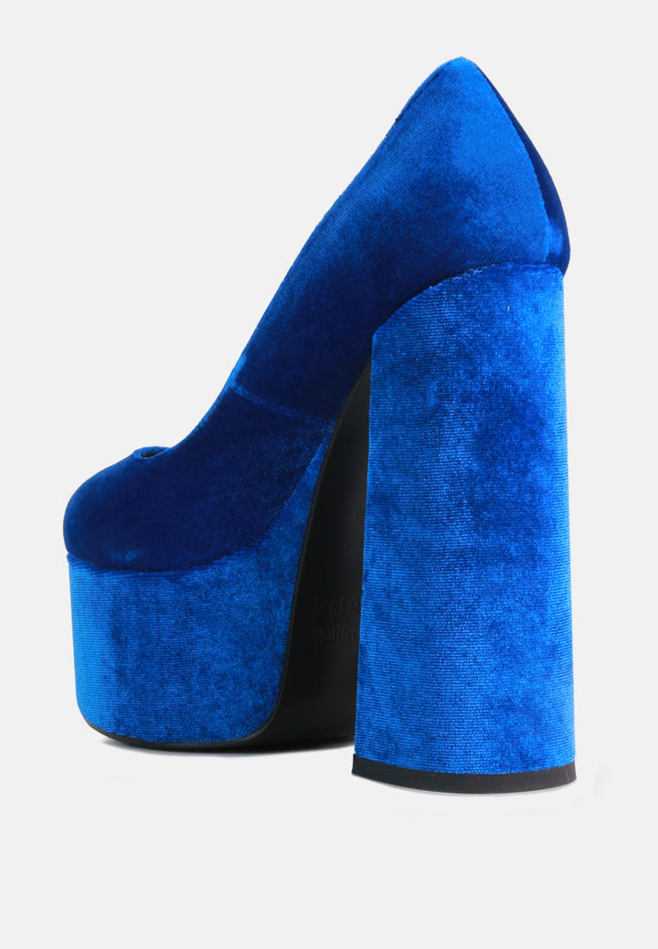old novelty platform heel velvet pumps by ruw#color_blue