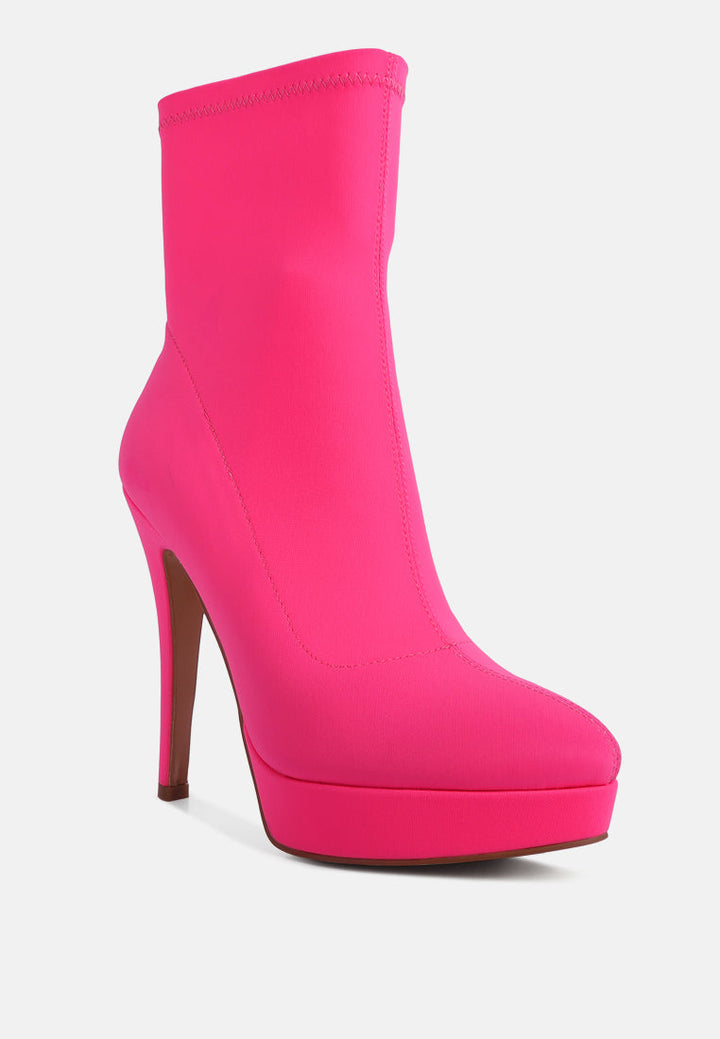 patotie lycra high heel ankle boots by ruw#color_pink