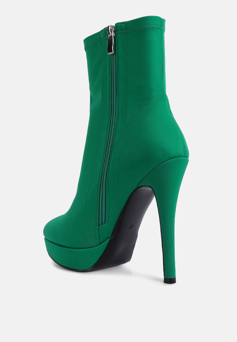 patotie lycra high heel ankle boots by ruw#color_green