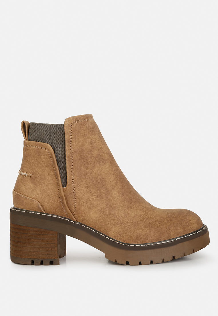 pheonix faux leather chunky heel ankle boots by ruw#color_brown