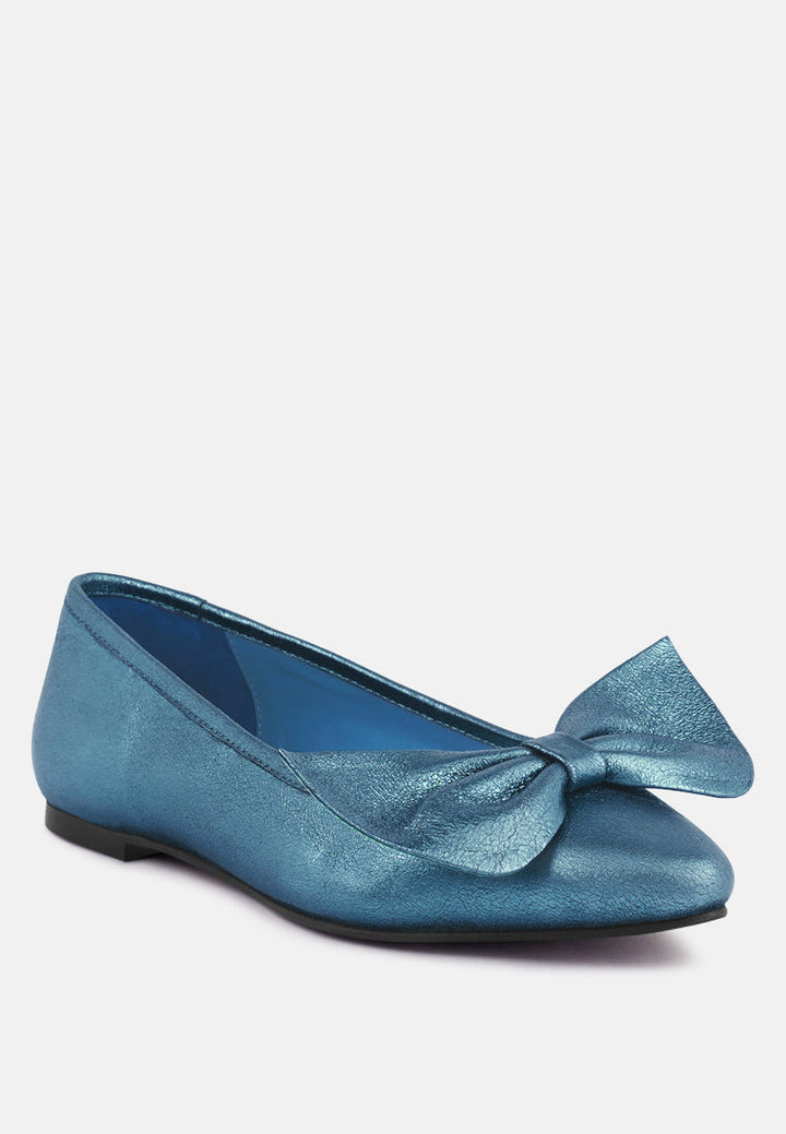pie tribe blue metallic big bow ballerinas by ruw#color_blue