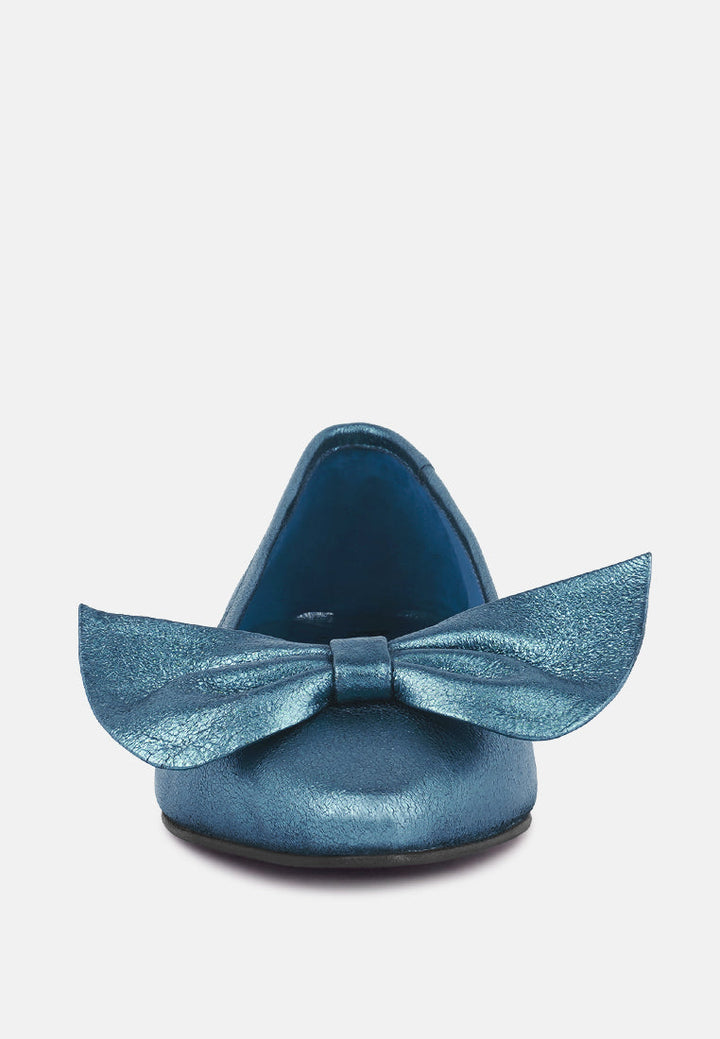 pie tribe blue metallic big bow ballerinas by ruw#color_blue