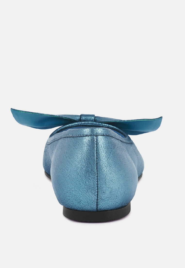 pie tribe blue metallic big bow ballerinas by ruw#color_blue