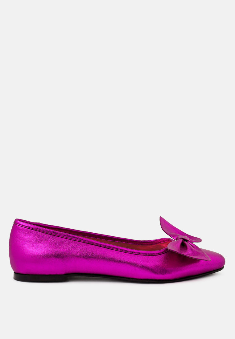pie tribe blue metallic big bow ballerinas by ruw#color_fuchsia