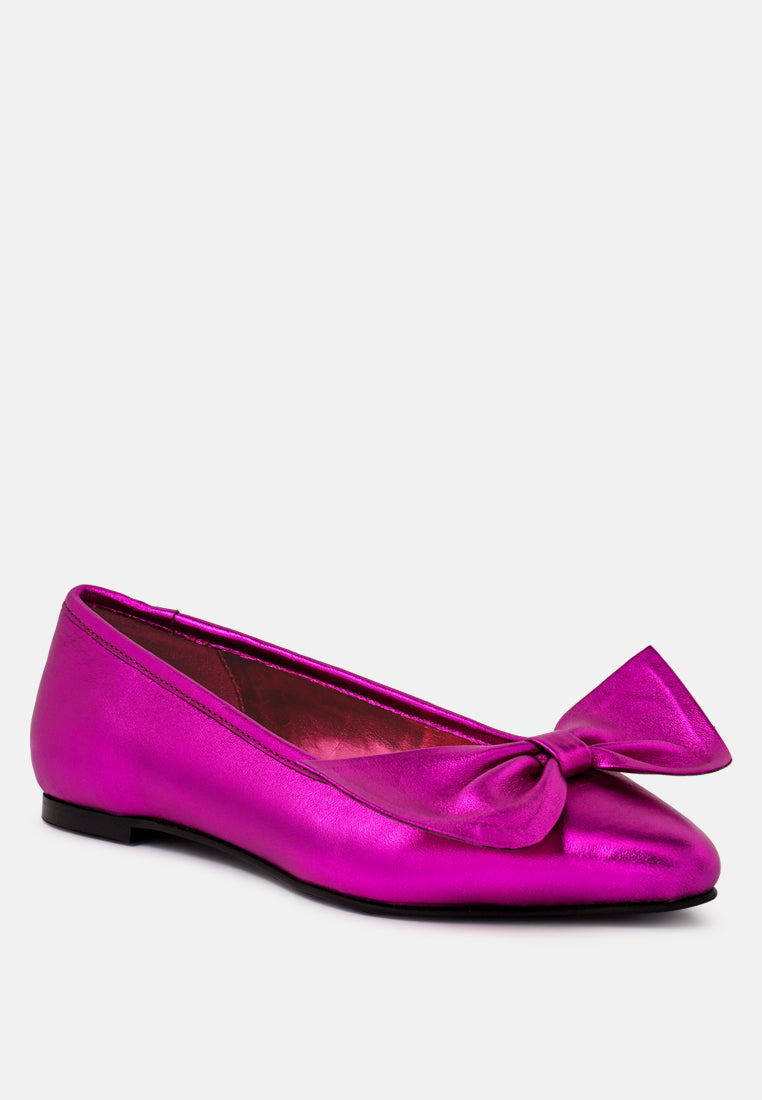 pie tribe blue metallic big bow ballerinas by ruw#color_fuchsia