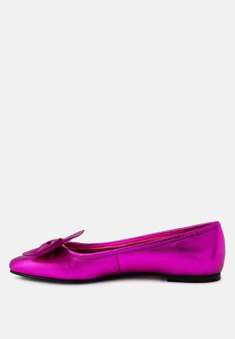 pie tribe blue metallic big bow ballerinas by ruw#color_fuchsia