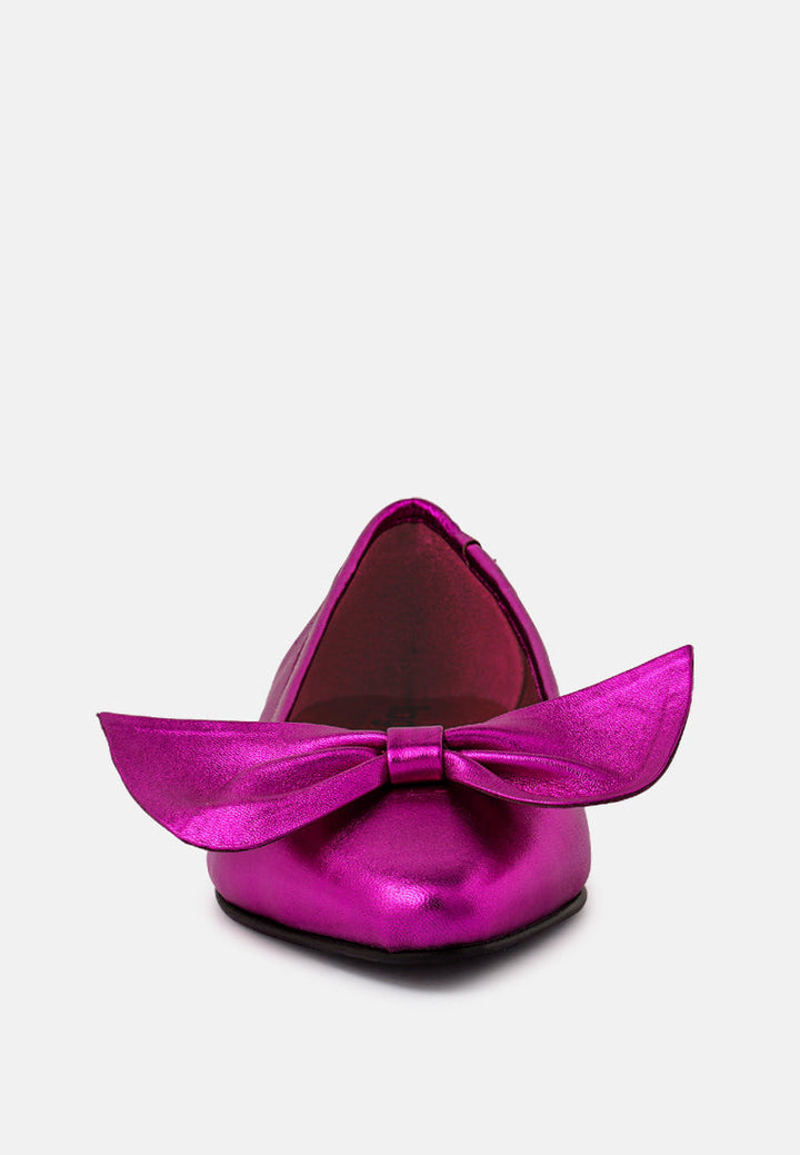 pie tribe blue metallic big bow ballerinas by ruw#color_fuchsia