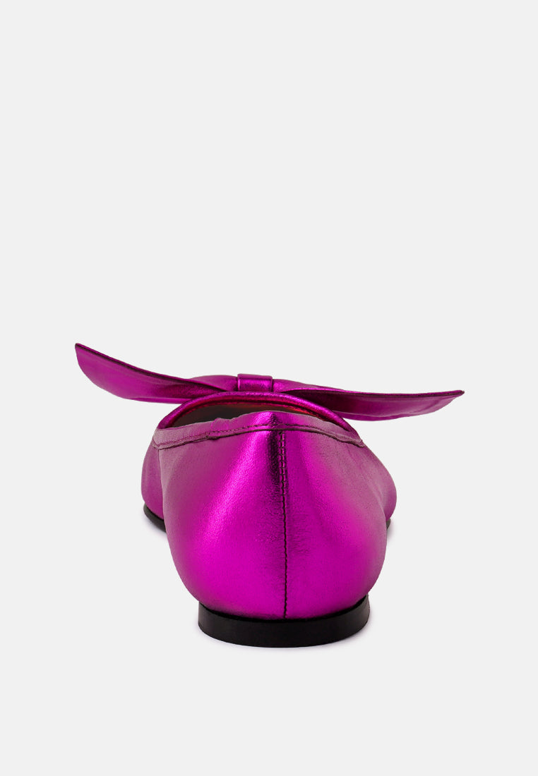 pie tribe blue metallic big bow ballerinas by ruw#color_fuchsia