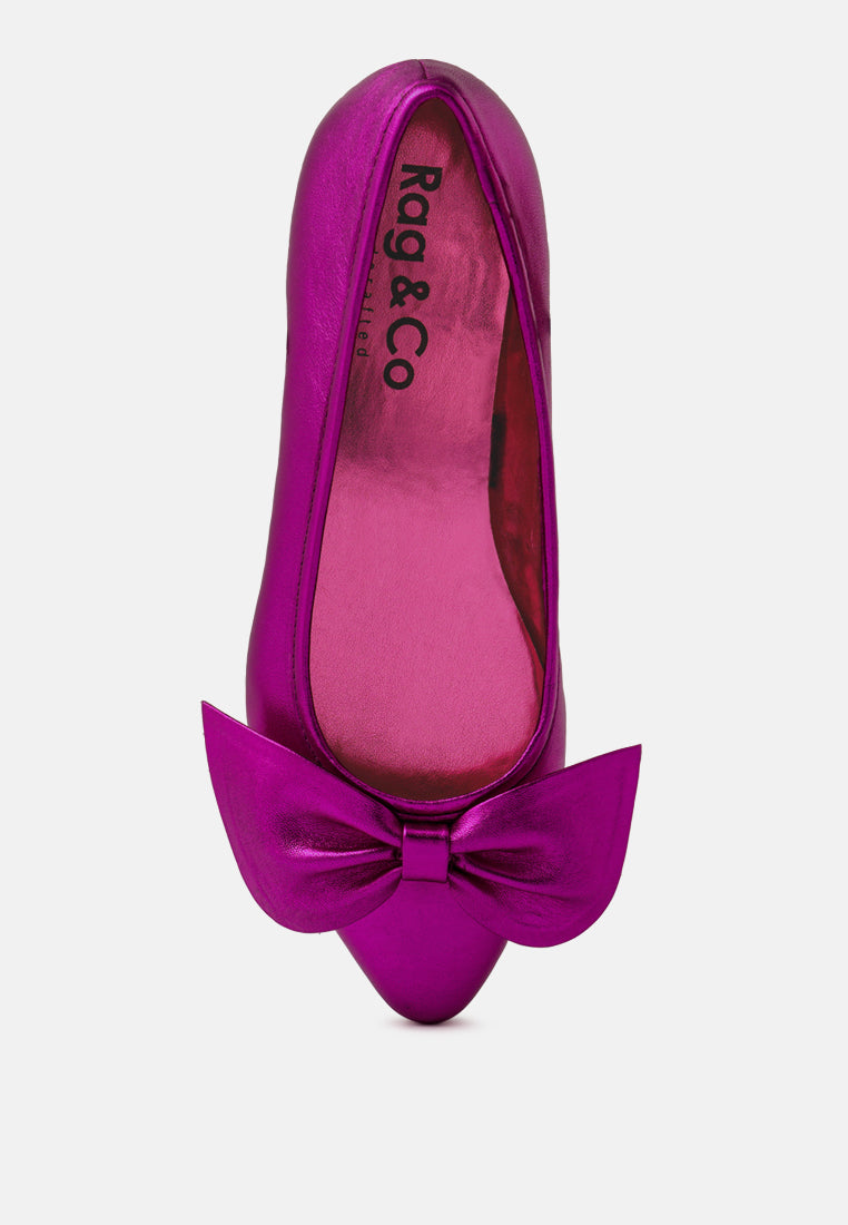 pie tribe blue metallic big bow ballerinas by ruw#color_fuchsia