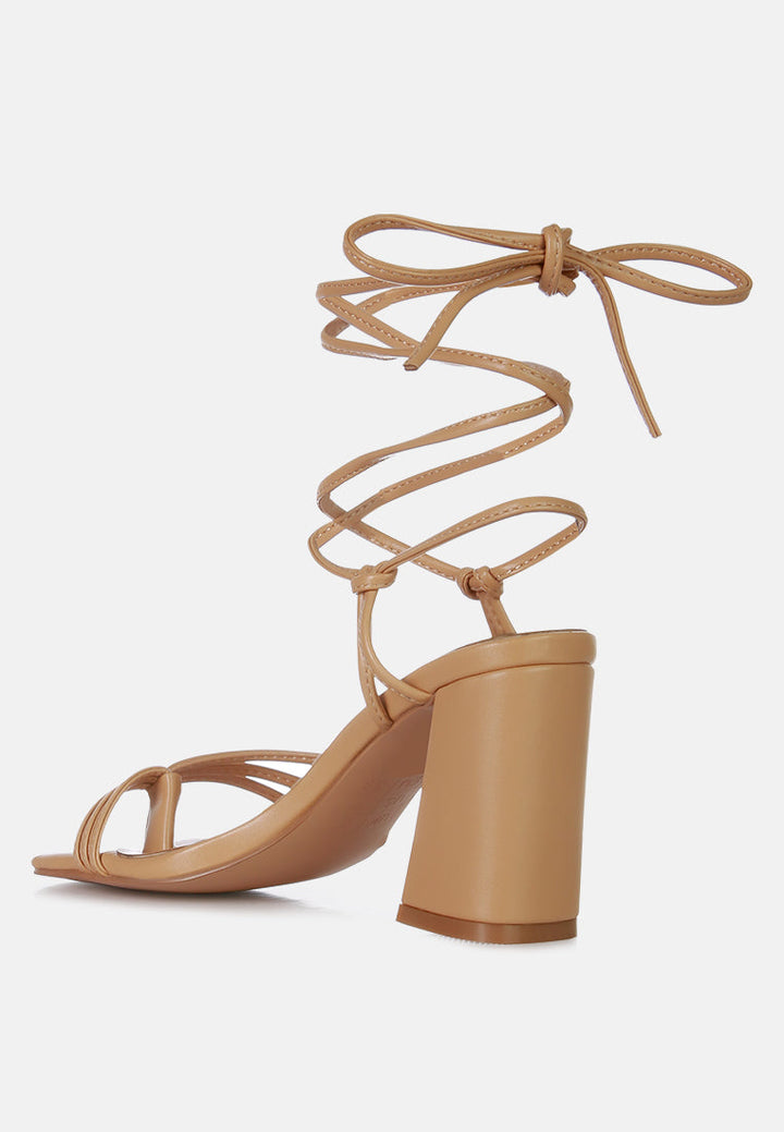 piri toe ring tie up block sandals by ruw#color_nude