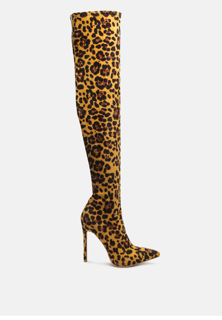 pokey suede over the knee block heeled boots by ruw#color_leopard