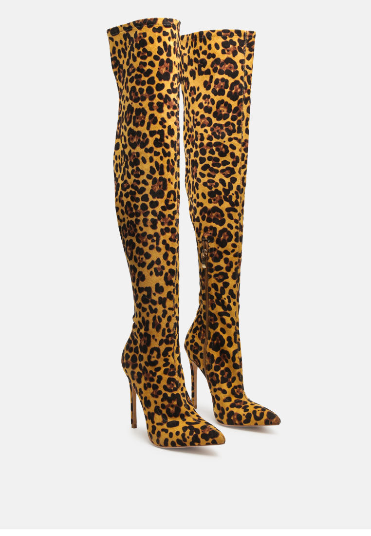 pokey suede over the knee block heeled boots by ruw#color_leopard