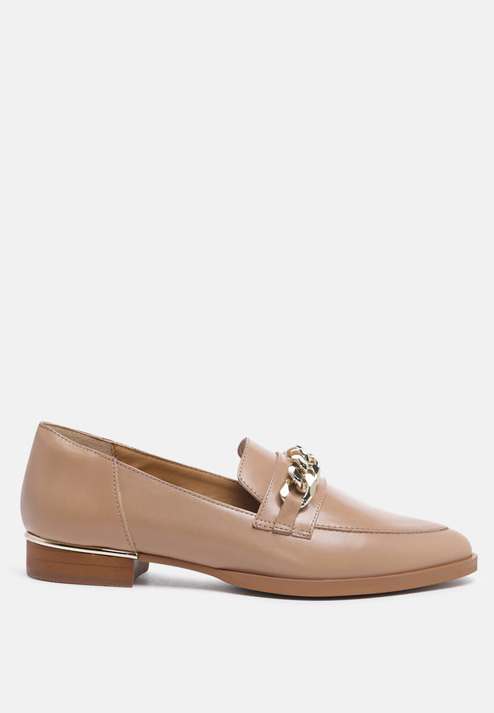 pola leather horsebit loafers by ruw#color_nude
