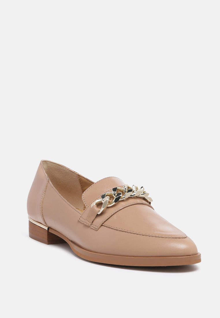 pola leather horsebit loafers by ruw#color_nude