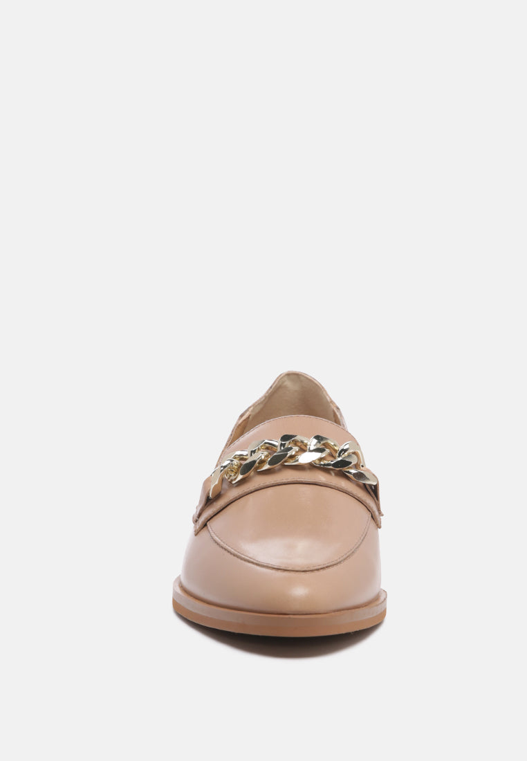 pola leather horsebit loafers by ruw#color_nude