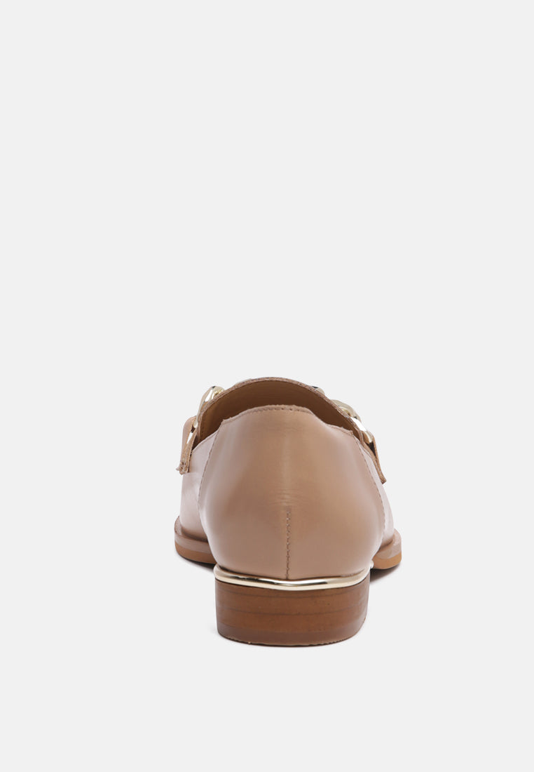 pola leather horsebit loafers by ruw#color_nude