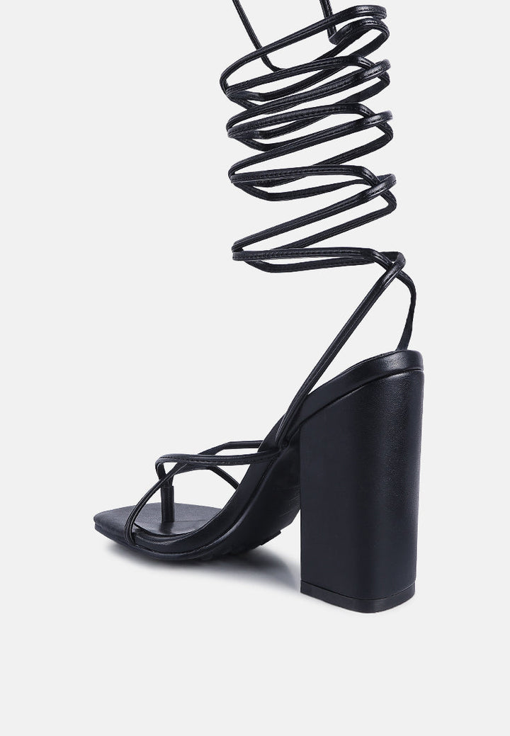 pole dance lace up block heel sandals by ruw#color_black