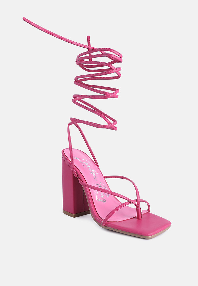 pole dance lace up block heel sandals by ruw#color_fuchsia