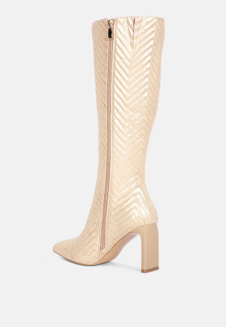 prinkles quilted italian block heel calf boots by ruw#color_beige