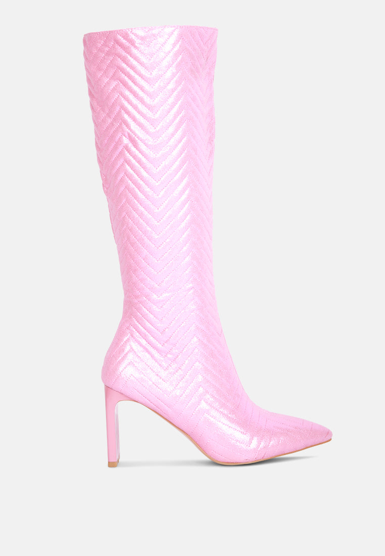 prinkles quilted italian block heel calf boots by ruw#color_pink