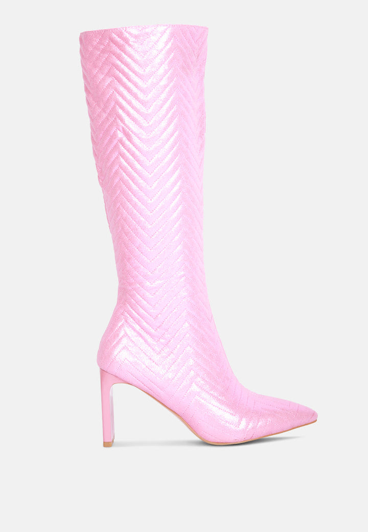 prinkles quilted italian block heel calf boots by ruw#color_pink