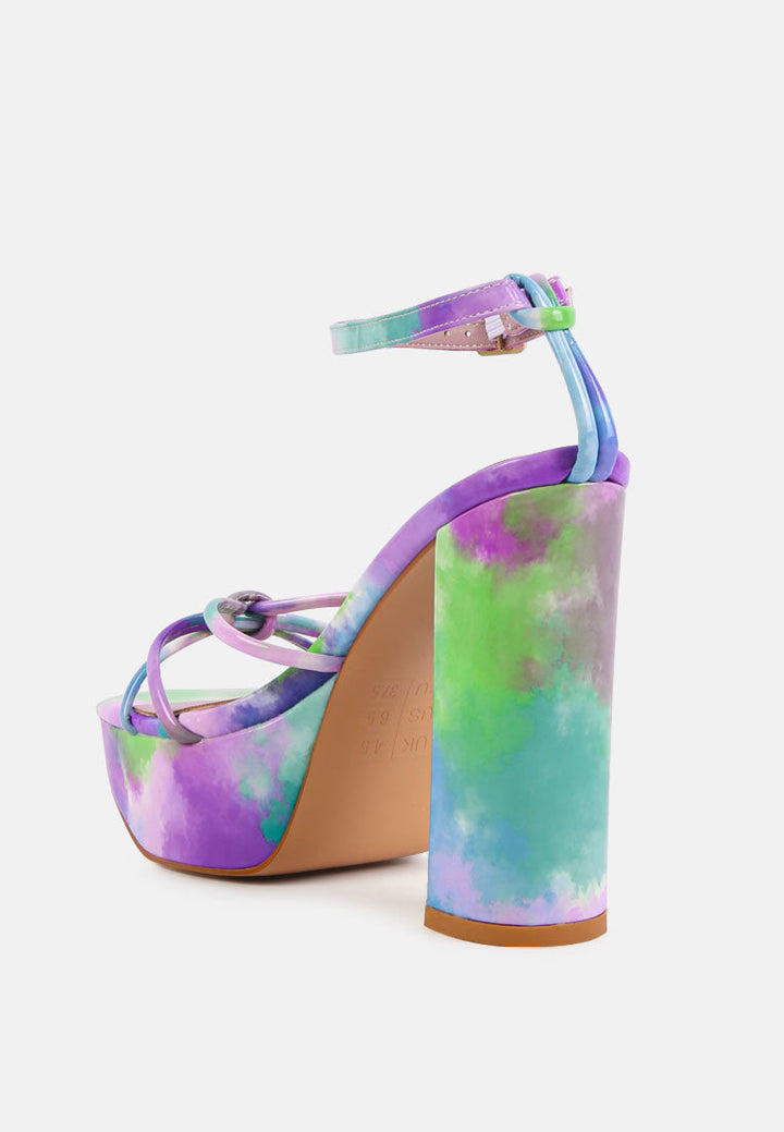 prisma tie-dye high platform heeled sandals by ruw#color_purple