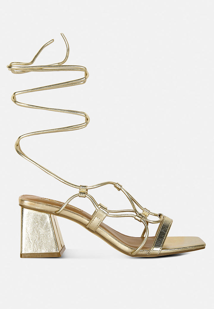 provoked lace up block heeled sandals by ruw#color_gold