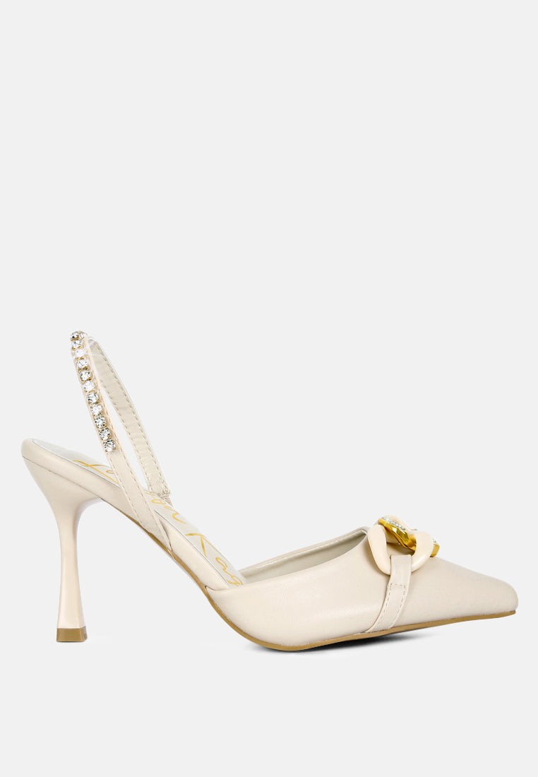 pull me diamante embellished chain sandals by ruw#color_beige