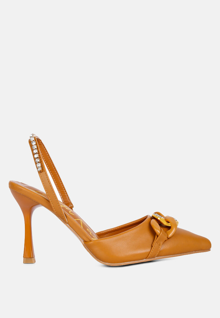 pull me diamante embellished chain sandals by ruw#color_tan