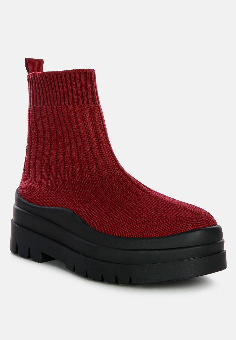 quavo knitted platform chunky boots by ruw#color_burgundy-black