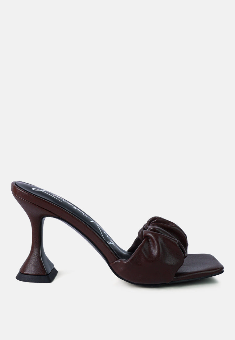 rebel ruched straps spool heel sandals by ruw#color_espresso