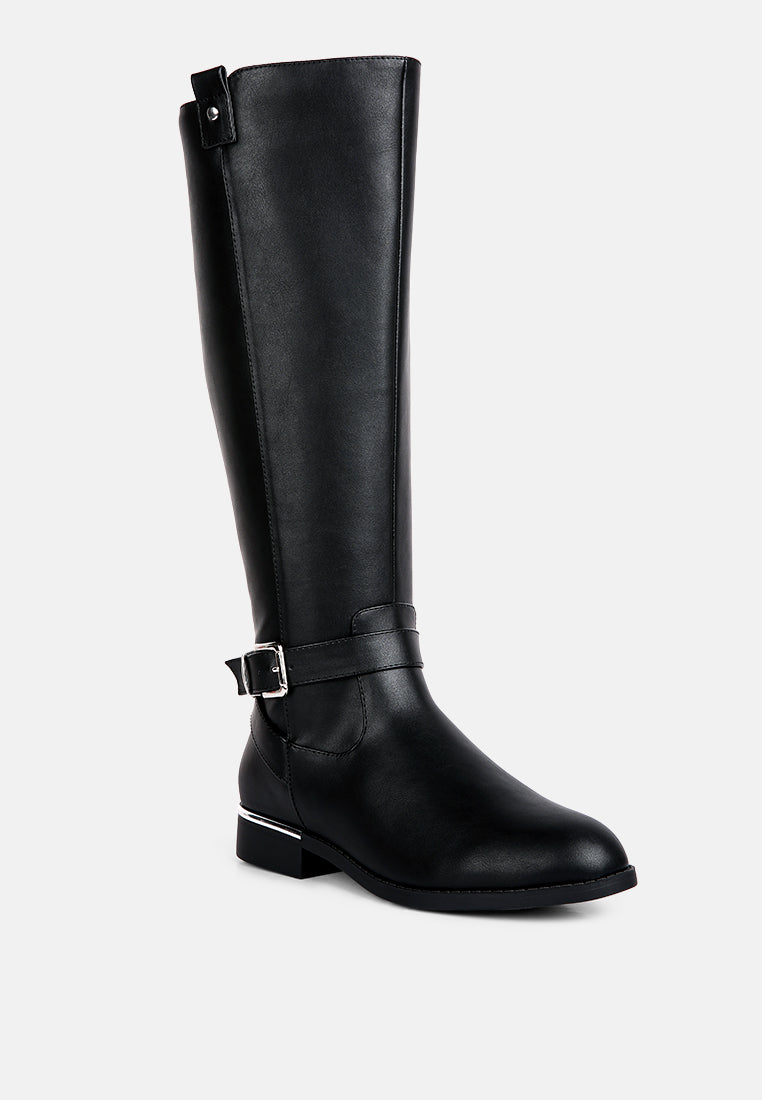 renny buckle strap embellished calf boots by ruw#color_black